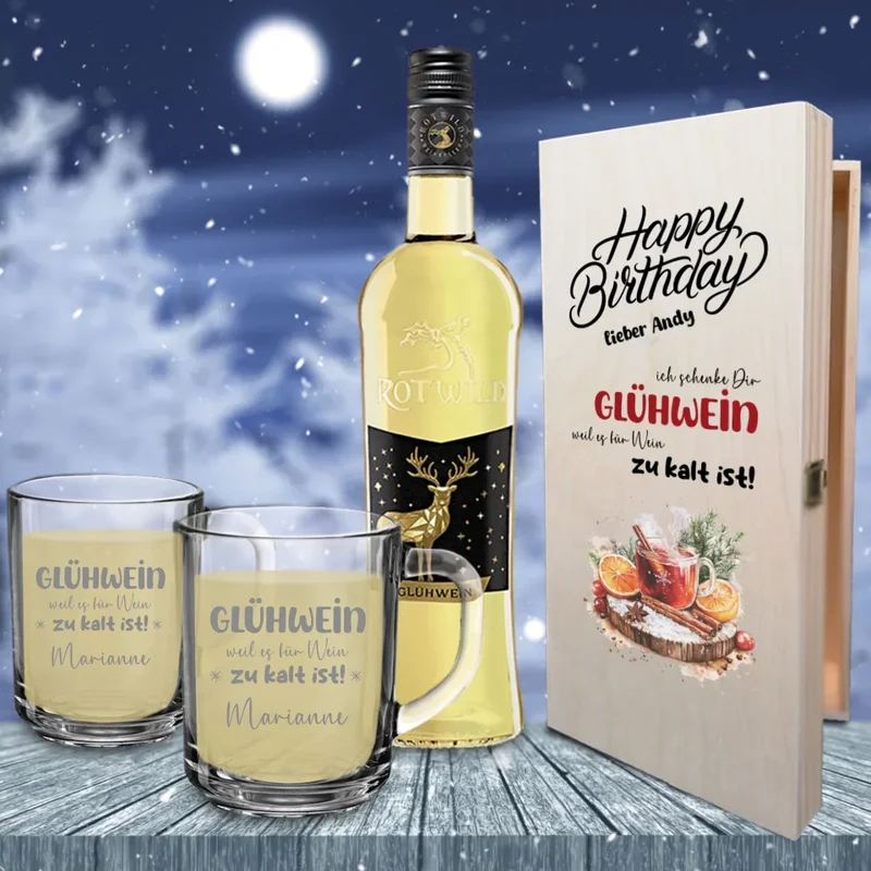 Persönliches Glühwein Geschenkset als Geschenk zum Geburtstag