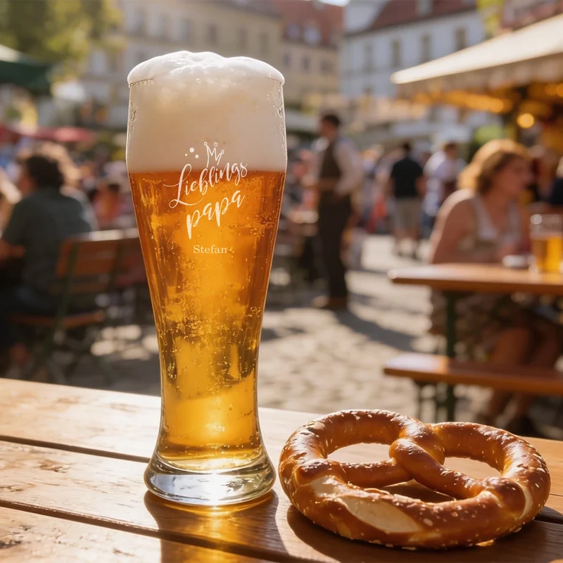 Schönes Weizenbierglas mit Gravur - Geschenkidee zum Vatertag