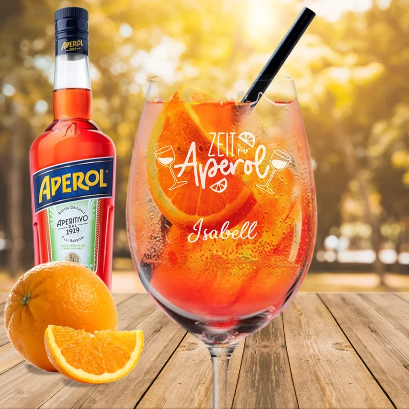 Zeit für Aperol - Aperol Spritz Glas mit deinem Namen graviert