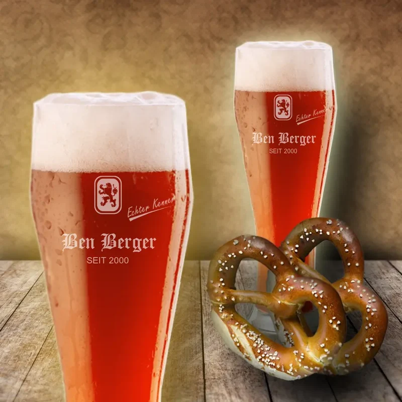 Individuelles Weizenbierglas graviert mit deinem Namen