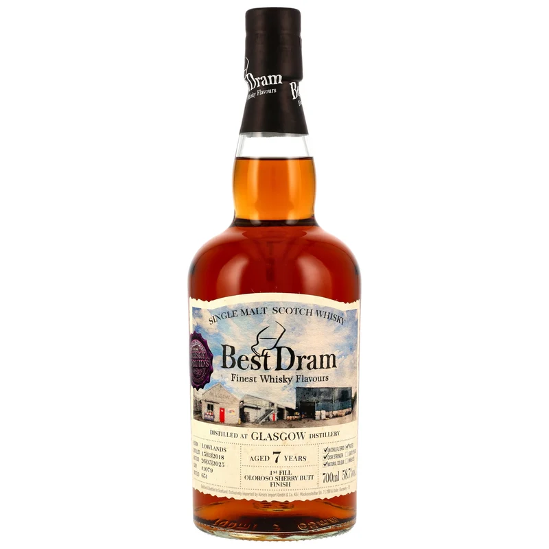 Glasgow Distillery 7 Jahre Oloroso Sherry Finish Best Dram Single Cask 58,7% 0,7l