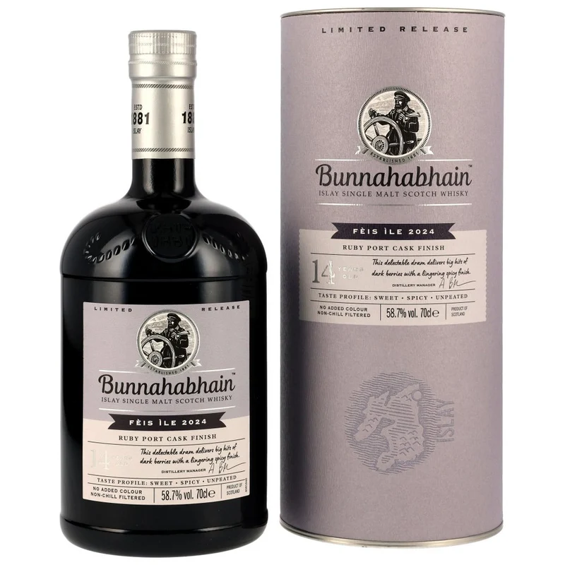 Bunnahabhain 14 Jahre Feis Ile 2024 Ruby Port Cask Finish 58,7% 0,7l