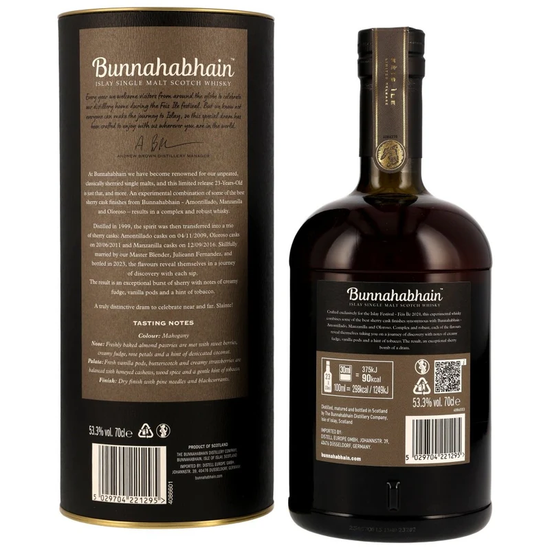 Bunnahabhain 23 Jahre Feis Ile 2024 Triple Sherry 53,3% 0,7l