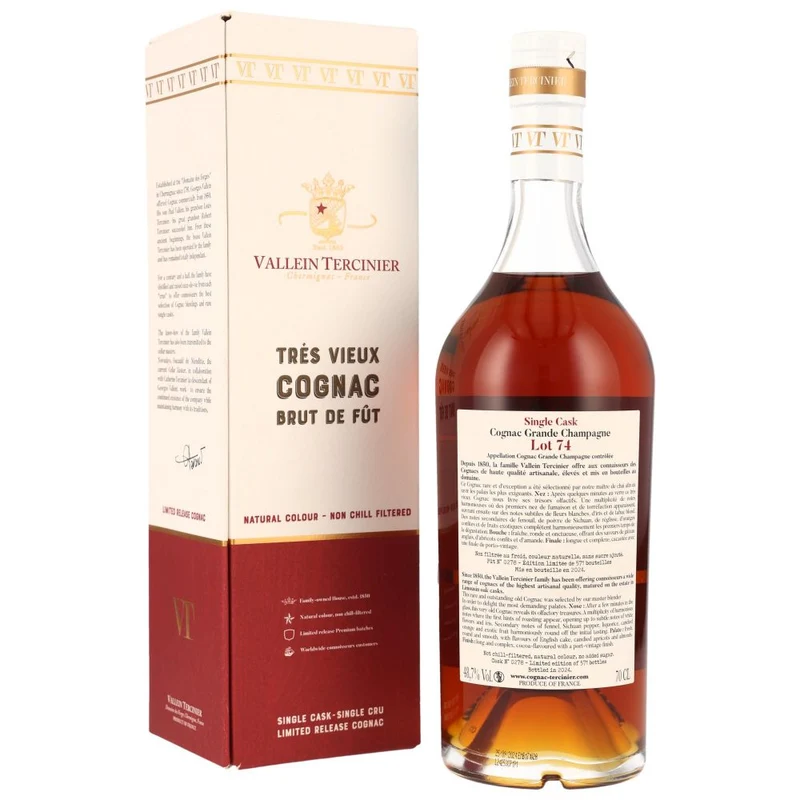 Vallein Tercinier 50 Jahre Grande Champagne Cognac Lot 74 48,7% 0,7l