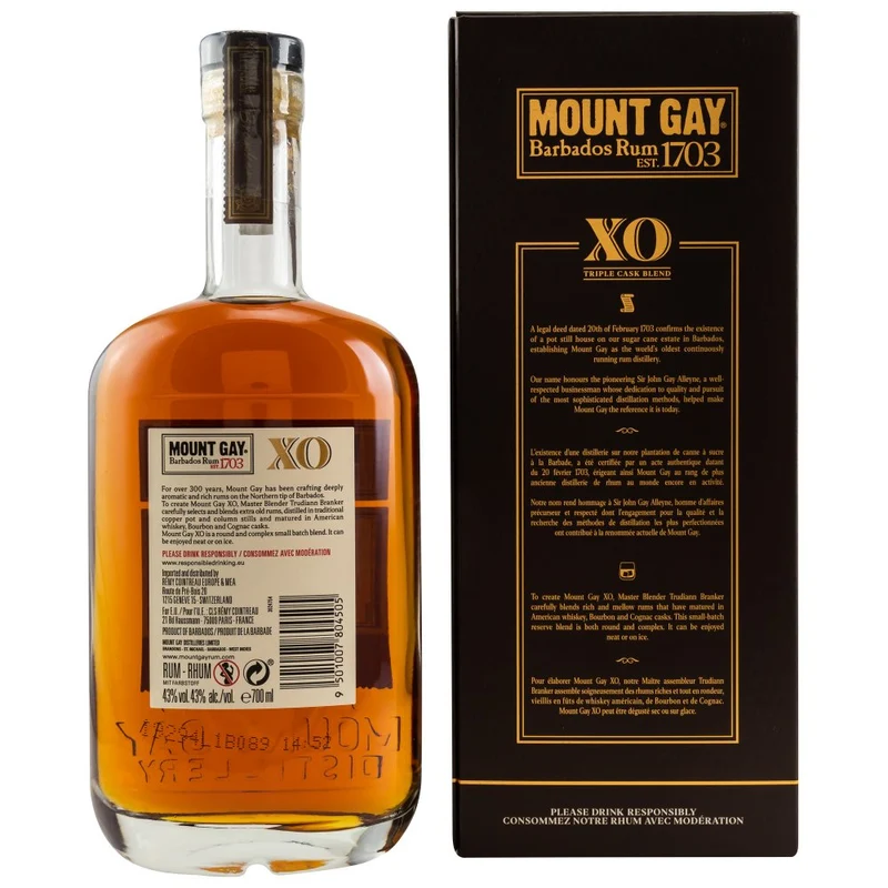 Mount Gay 1703 XO Barbados Rum 43% 0,7l