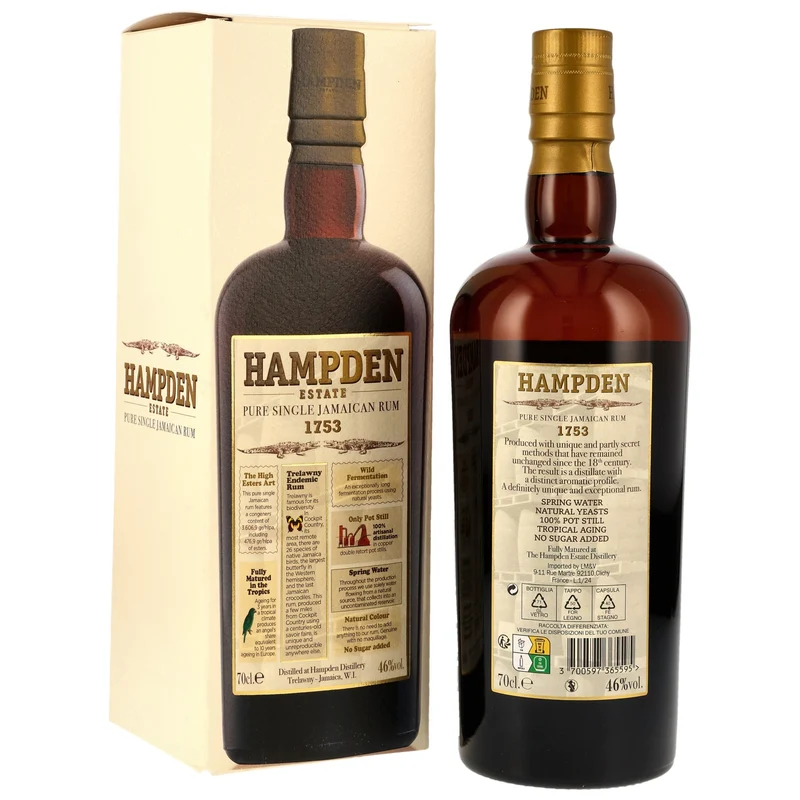 Hampden 1753 - 3 Jahre Pure Single Jamaican Rum 46% 0,7l