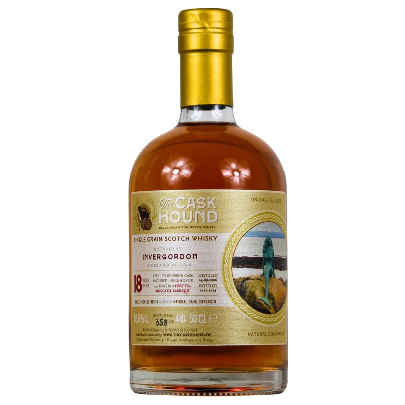 Invergordon 18 Jahre Single Grain Moscatel Cask Finish Caskhound 56,6% 0,5l