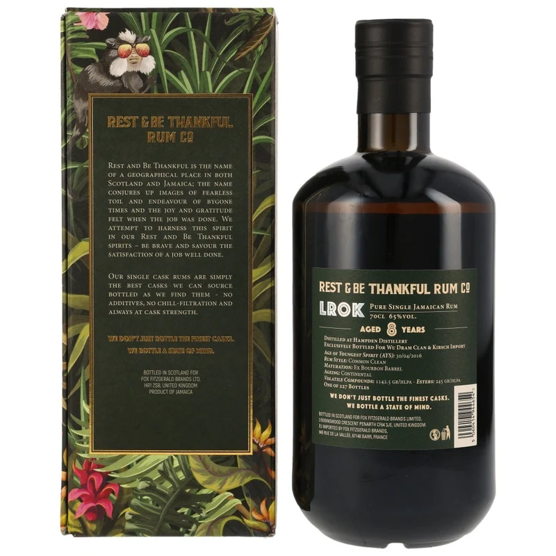 Hampden Estate LROK 8 Jahre Jamaika Rum Rest & Be Thankful Cask #4 65% 0,7l