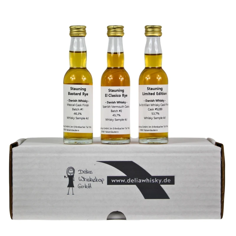 Stauning Danish Rye Whisky Sampleset ~48,6% 3x4cl