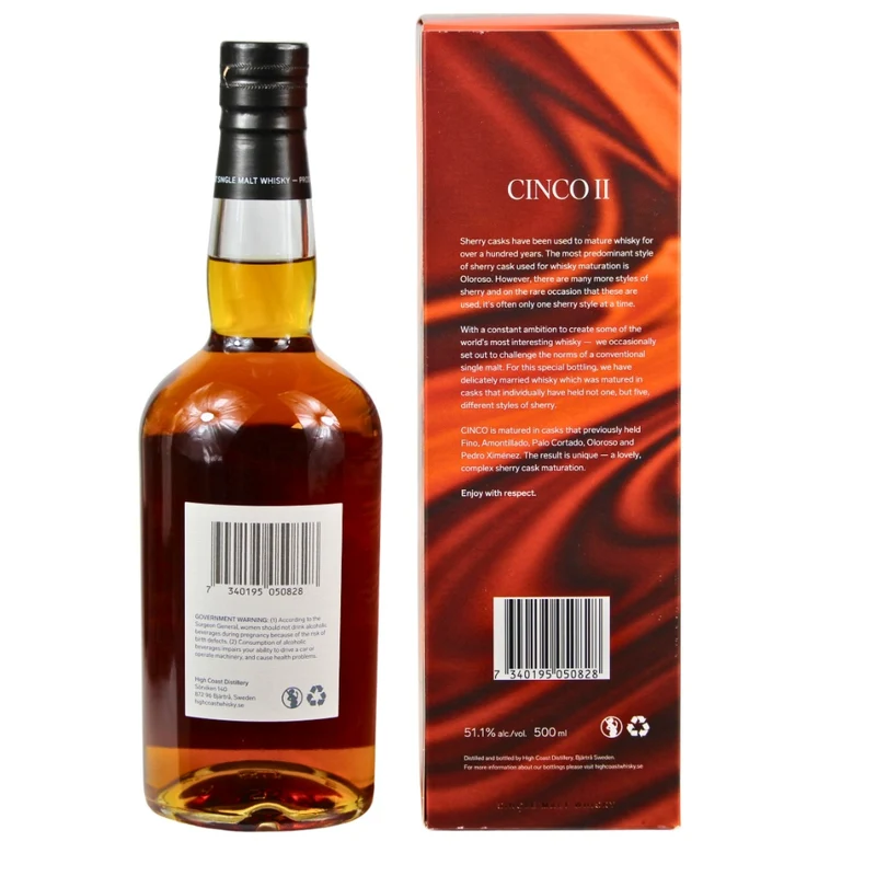 High Coast Cinco II Swedish Whisky 51,1% 0,5l
