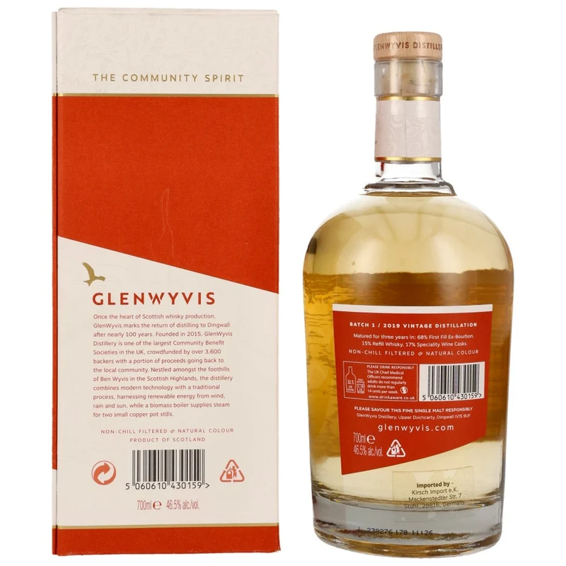 GlenWyvis Single Malt Whisky Batch 01/19 46,5% 0,7l