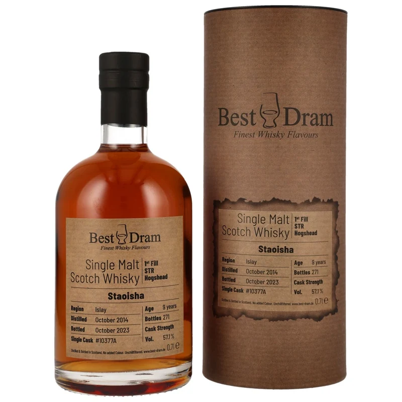 Bunnahabhain Staoisha 9 Jahre 1st Fill STR Hogshead #10377A Best Dram 57,1% 0,7l