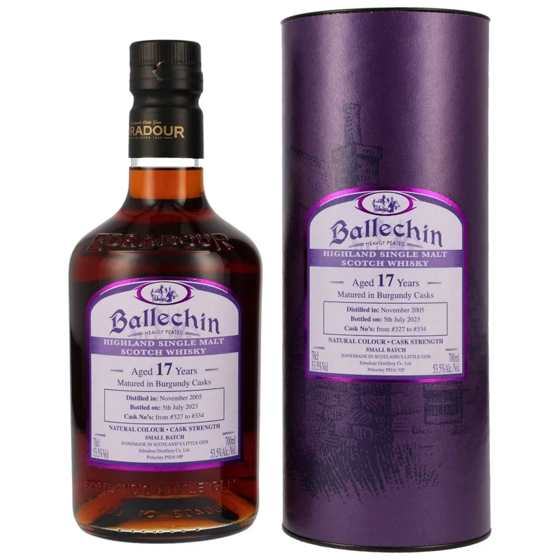 Ballechin 17 Jahre 2005/2023 Ex-Burgundy Wine Cask #327-334 53,5% 0,7l