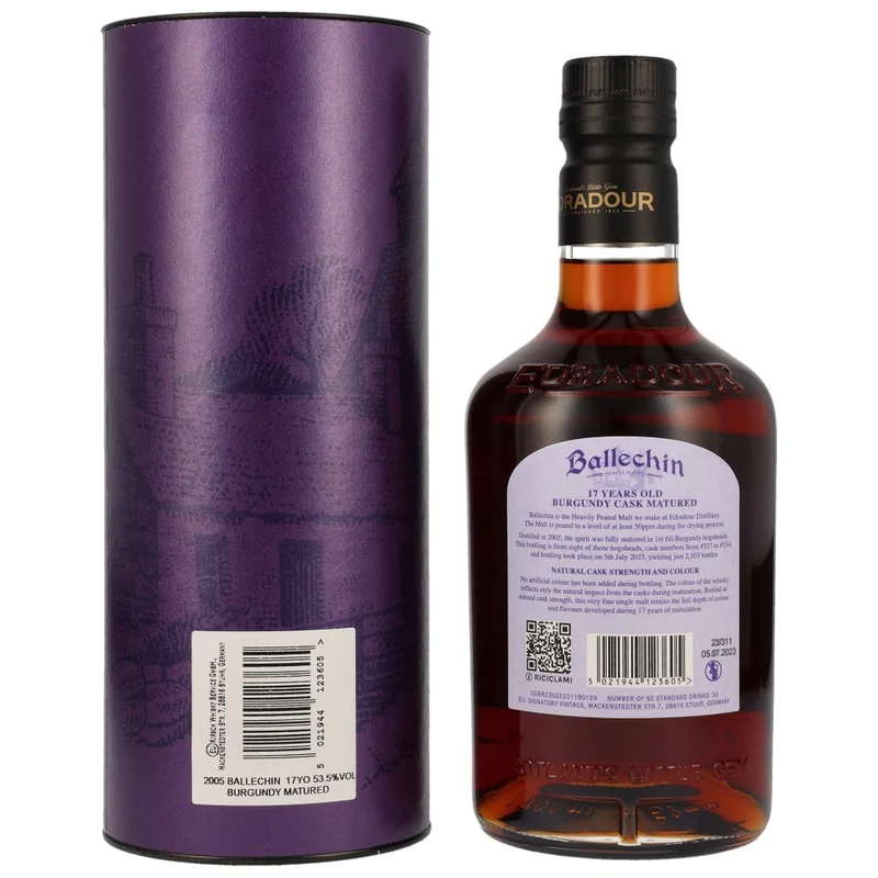Ballechin 17 Jahre 2005/2023 Ex-Burgundy Wine Cask #327-334 53,5% 0,7l