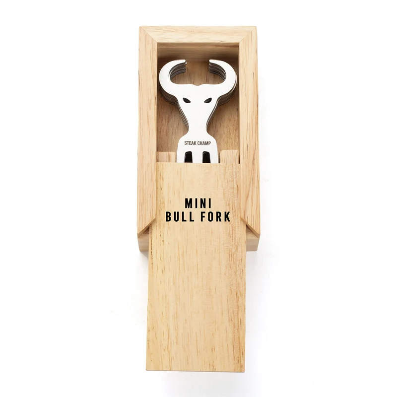 Mini Bull-Fork Snacking Fork (10 Stk in Holzbox)