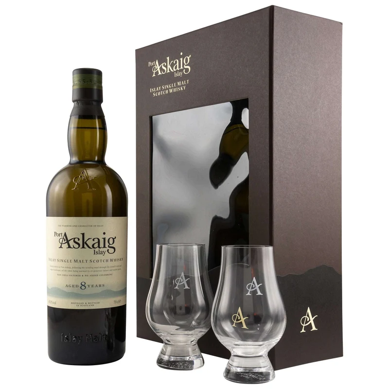 Port Askaig | 8 Jahre | Geschenkset mit 2 Glencairn Gläser | 45,8%