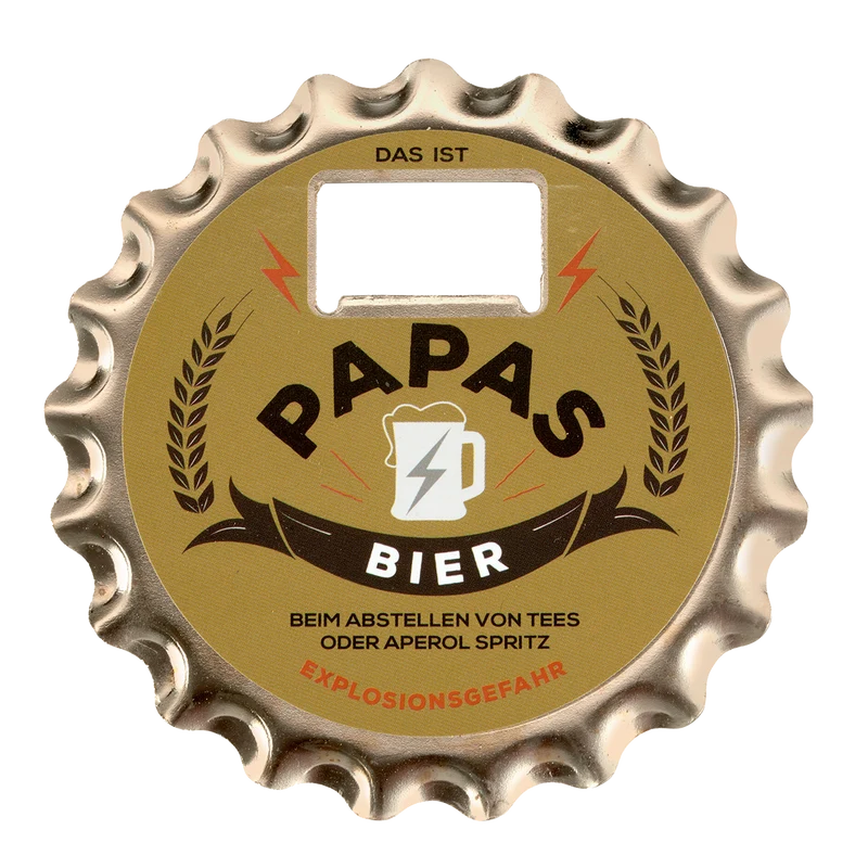 Magnetischer Bieröffner/Untersetzer "Papas Bier"