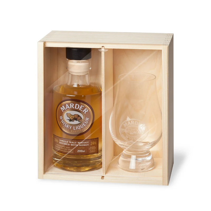 Marder Whisky Liqueur + Whisky Glas