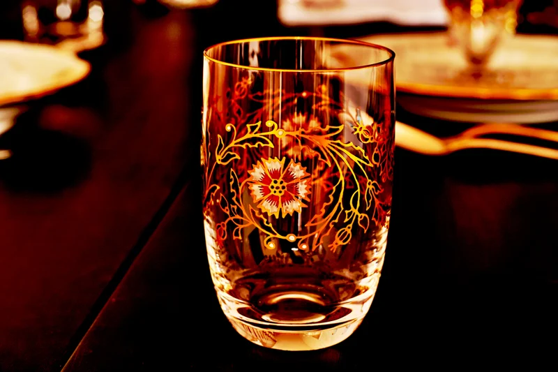 ELISABETH klar, florale Handmalerei - Becher 115 mm