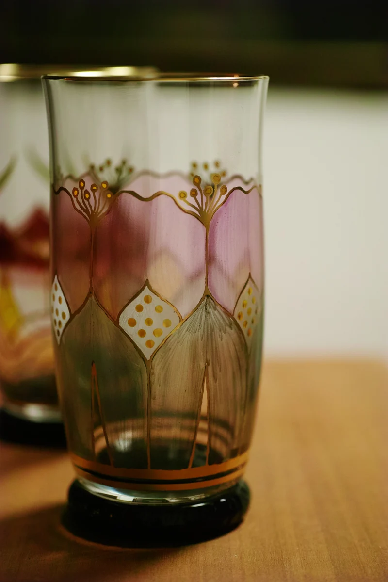 SERENADE Jugendstil Neu jagdgrün/klar, Malerei '14' - Becher 128 mm