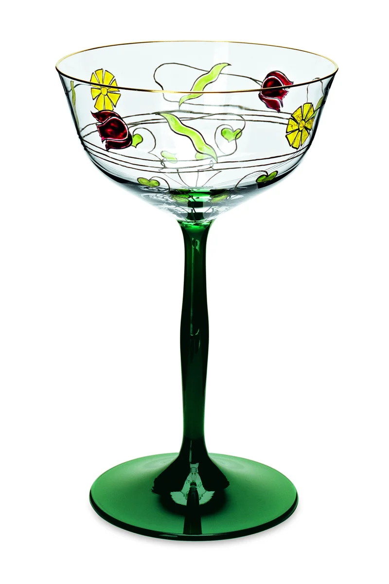 SERENADE jagdgrün/klar, 'Jugendstilmalerei' - Sektschale 168 mm