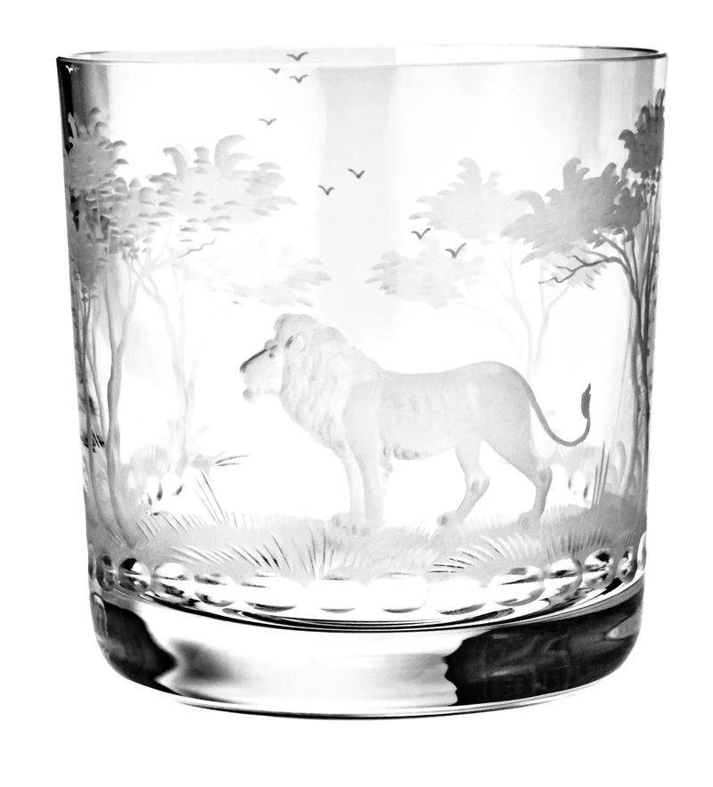 KILIMANDSCHARO klares Glas, Gravur 'Löwe' - Whiskybecher 99 mm
