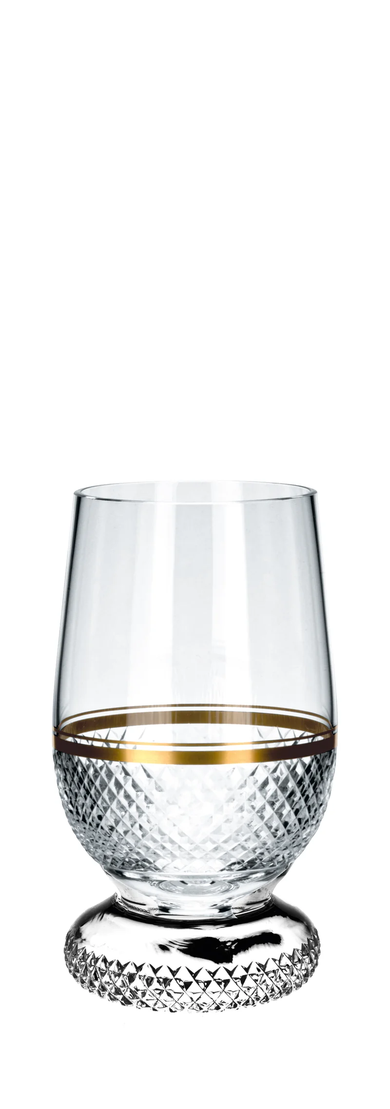 PRESTIGE klar, Diamantschliff & Goldrand - Wodkabecher 85 mm