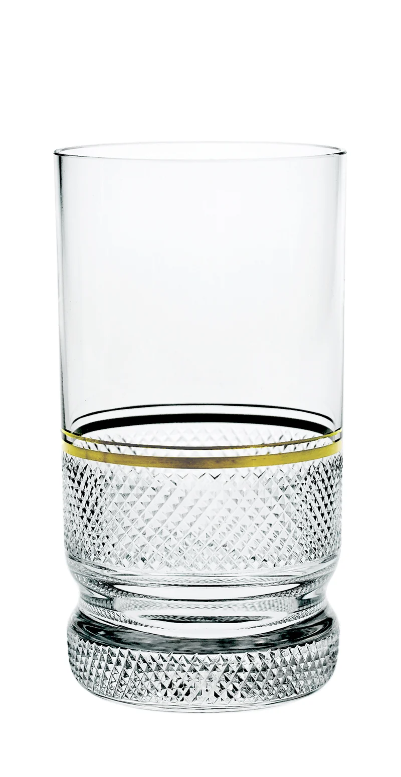 PRESTIGE klar, Diamantschliff & Goldrand - Longdrink 140 mm