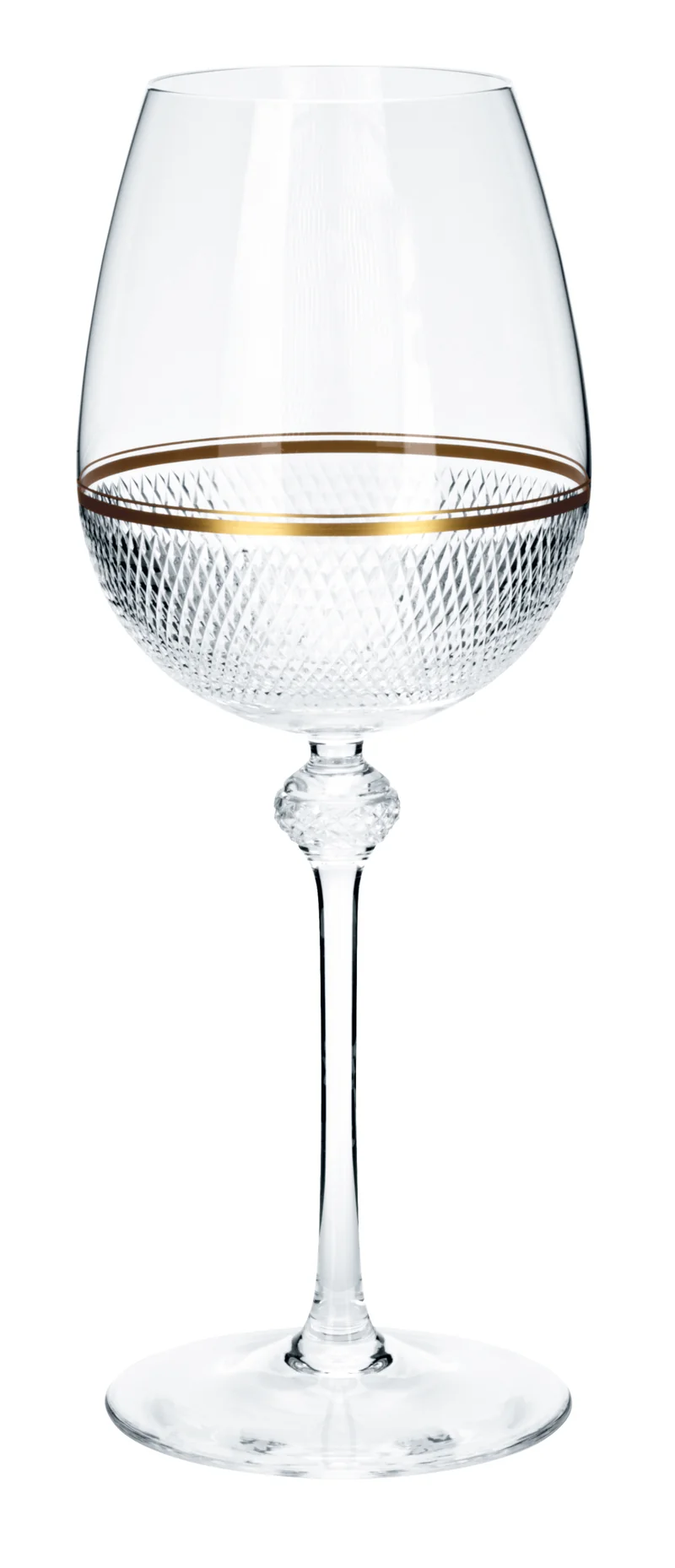 PRESTIGE klar, Diamantschliff & Goldrand - Weinglas 265 mm