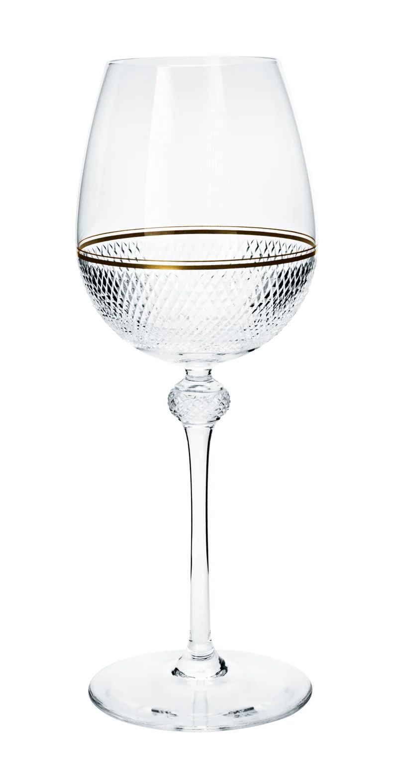 PRESTIGE klar, Diamantschliff & Goldrand - Weinglas 245 mm