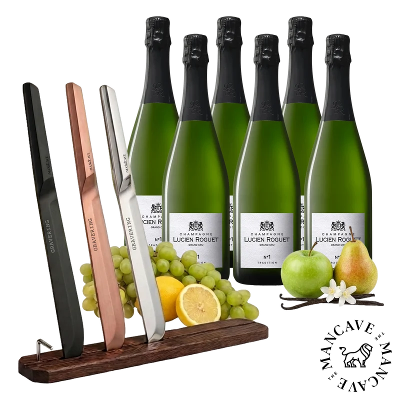 6 Fl. Lucien Roguet Grand Cru Champagne No. 1 Tradition + GRATIS Royal Champagnersäbel