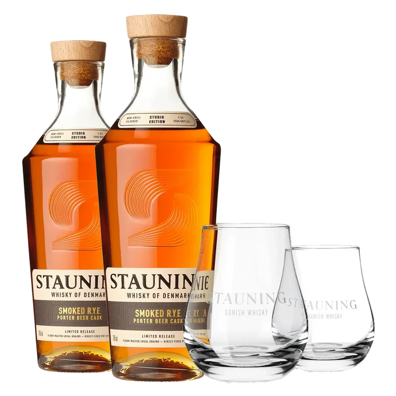 2 Stauning Smoked R.Y.E. Porter Beer Cask + 2 KOSTENLOSE Stauning Whiskyglas