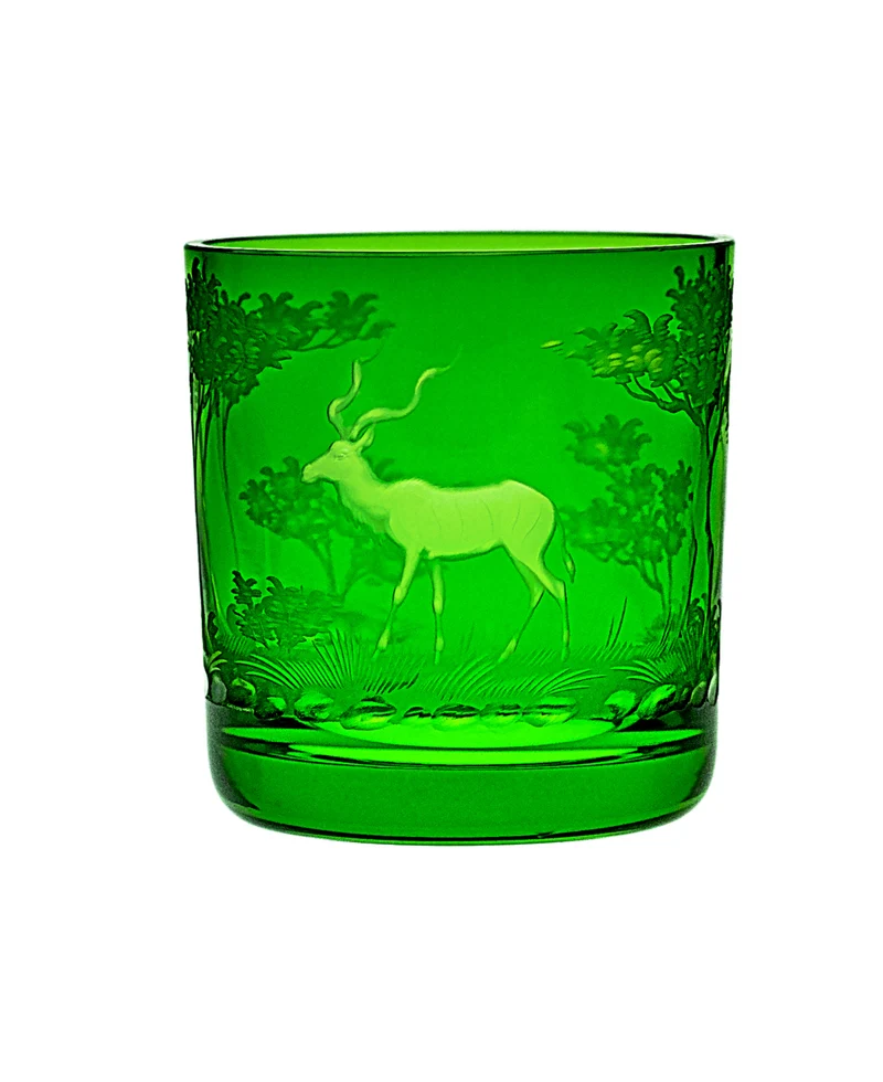 KILIMANDSCHARO smaragd, Gravur 'Kudu' - Whiskybecher 99 mm