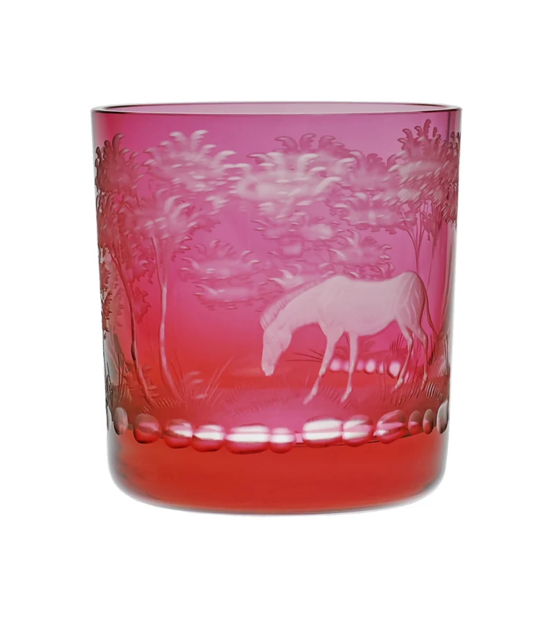 KILIMANDSCHARO rubin, Gravur 'Zebra' - Whiskybecher 99 mm