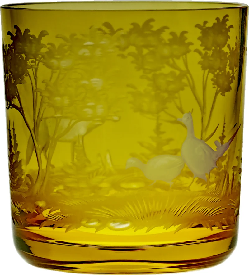 SCHLIERSEE mandarin, Gravur 'Fuchs und Fasan' - Whiskybecher 99 mm