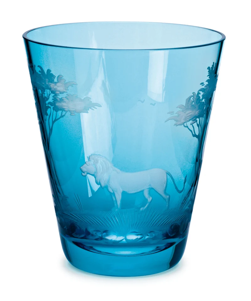 KILIMANDSCHARO aquamarin, Gravur 'Löwe' - Becher 107 mm