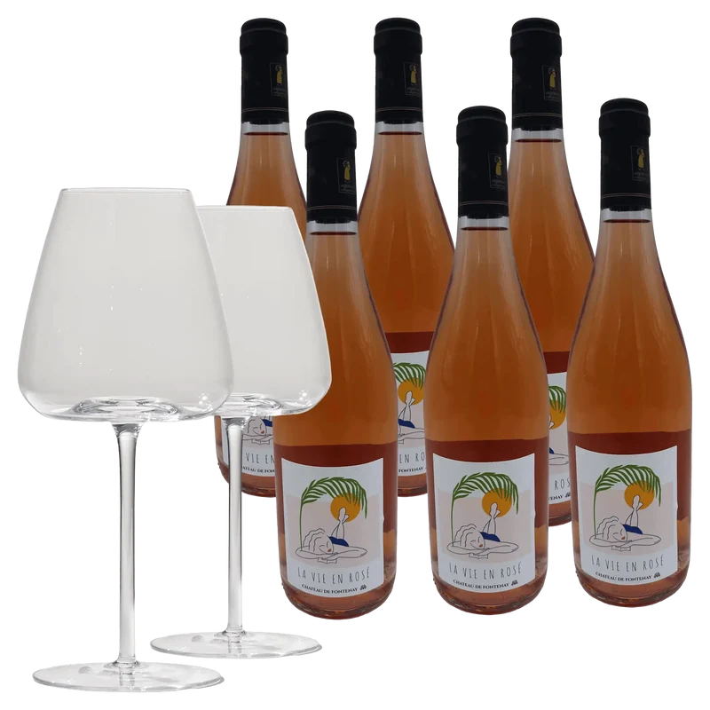 6 Fl. La Vie en Rosé + 2 Brilliant Blanco Gläser