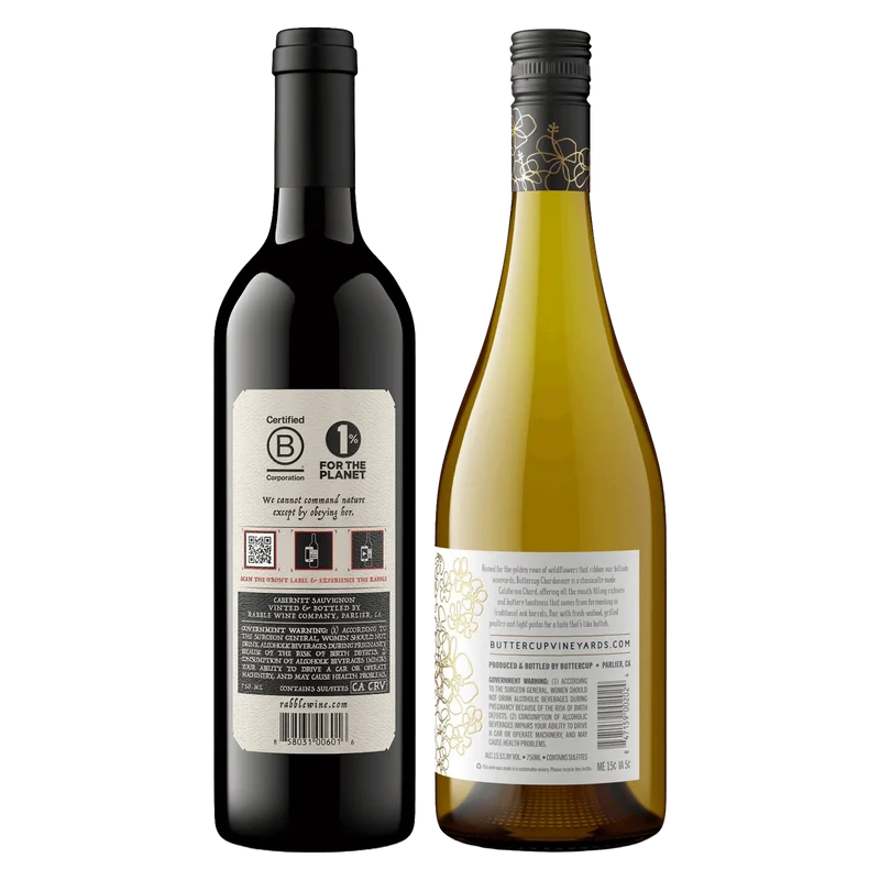 6 fl. Buttercup Chardonnay 2024 & 6 fl. Rabble 2023 Cabernet Sauvignon