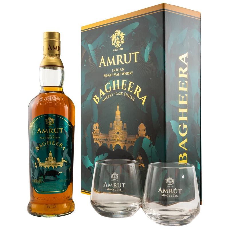 Amrut | Bagheera | Geschenkset mit 2 Gläsern | 46%