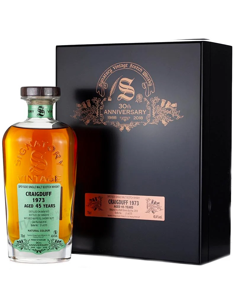Craigduff 1973/2018 45 Jahre #25418 Signatory 30th Anniversary + 2 Gläser 45,4% vol. 700ml