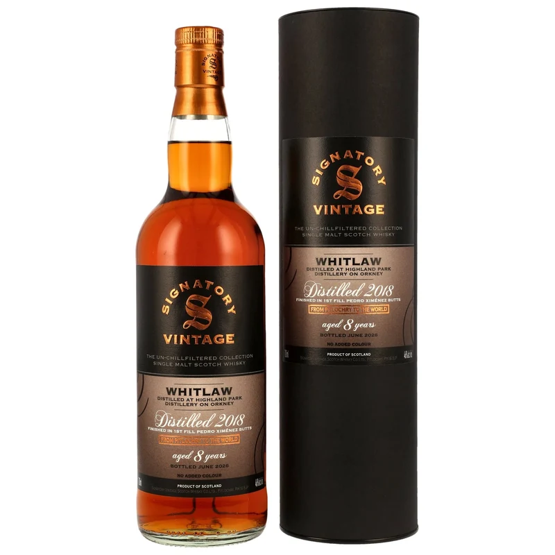 Whitlaw 2018/2026 1st Fill PX Sherry Butts Finish Signatory Un-Chillfiltered 46% vol. 700ml