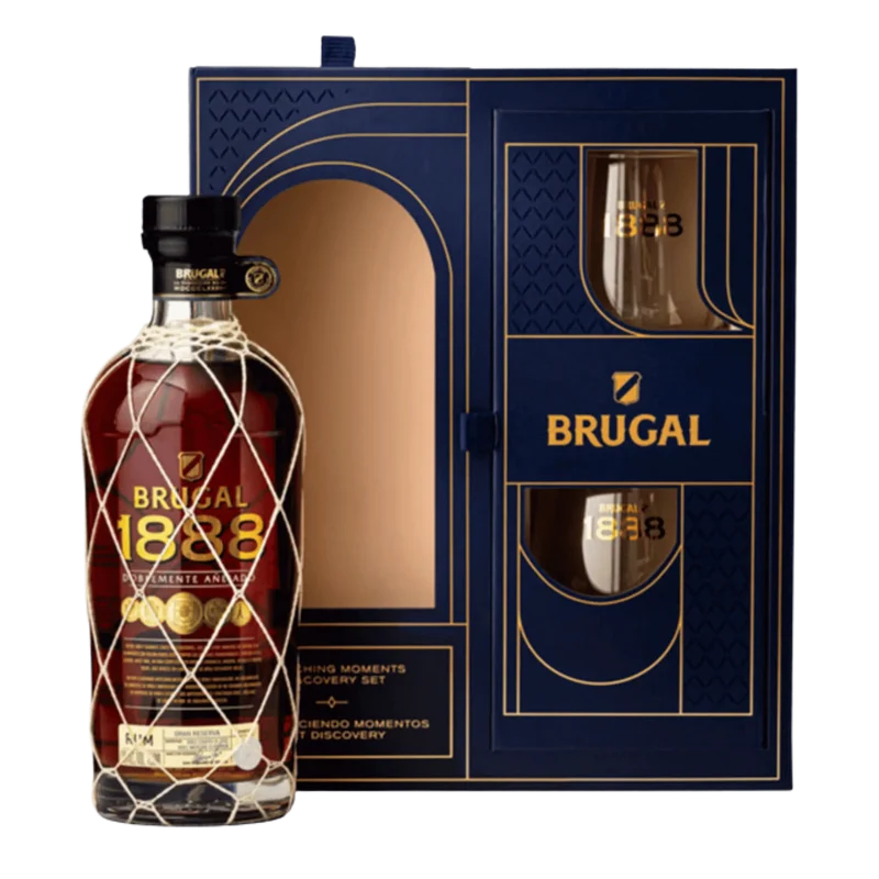 Brugal 1888 Geschenkset mit 2 Gläsern – Exklusive Rum-Geschenkbox