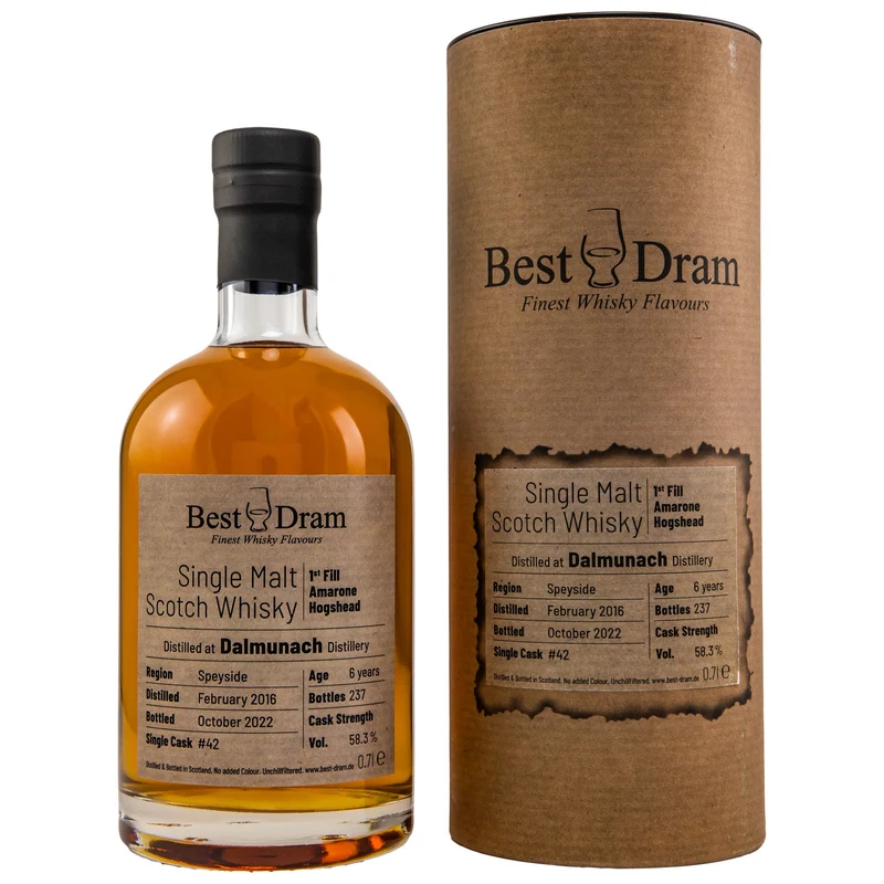 Dalmunach | 6 Jahre | 2016/2022 | Amarone Cask #42 | Best Dram | 58,3%