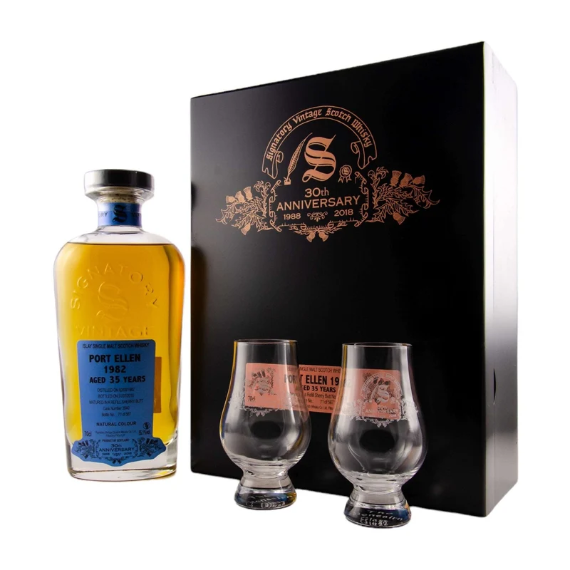 Port Ellen | 35 Jahre | 30th Anniversary + 2 Gläser | Signatory Vintage | Sherry #2040 | 55,1%