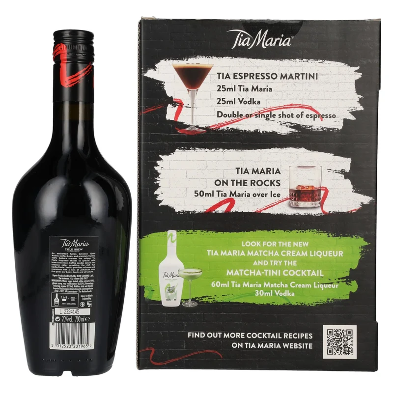 Tia Maria Cold Brew Coffee Liqueur 20% Vol. 0,7l in Geschenkbox mit 2 Gläsern