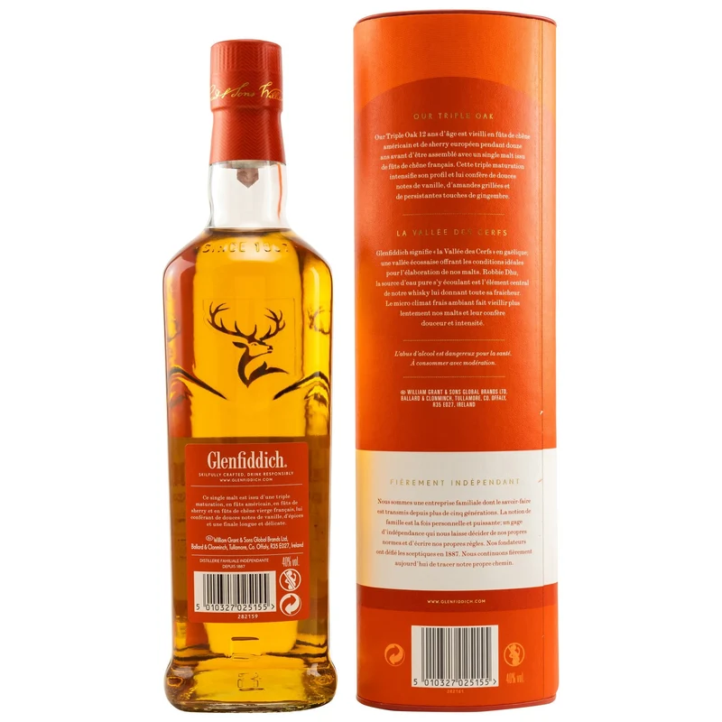 Glenfiddich | 12 Jahre | Triple Oak | Französisches Etikett | 40%