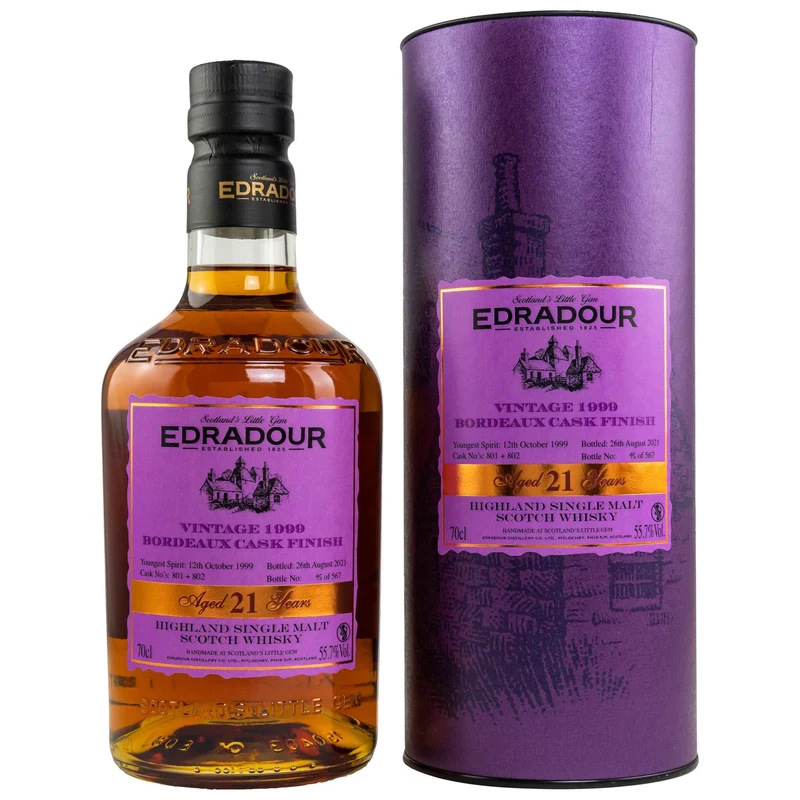 Edradour | 21 Jahre | 1999/2021 | Bordeaux Cask Finish #801+802 | 55,7%
