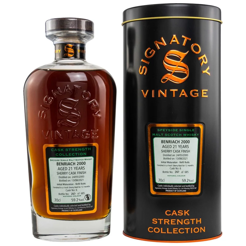 BenRiach | 21 Jahre | 2000/2021 | Signatory Vintage | Sherry Cask Finish | Cask No. 6 | 59,2%