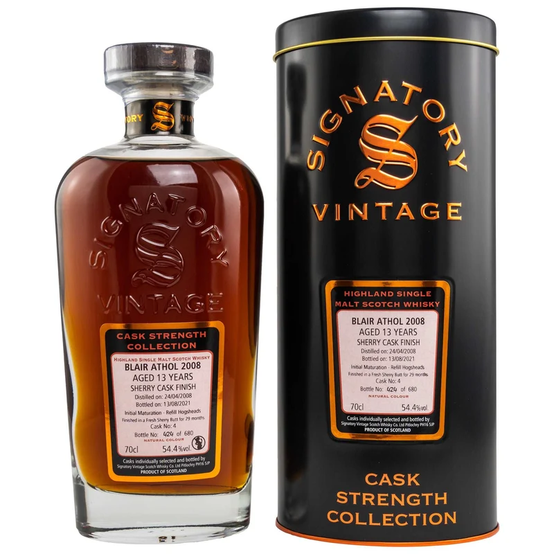 Blair Athol | 13 Jahre | 2008/2021 | Signatory Vintage | Sherry Cask Finish | Cask No. 4 | 54,4%