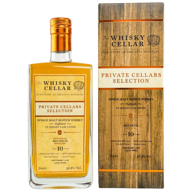 Ben Nevis | 10 Jahre | 2011/2022 | The Whisky Cellar | Cask #11127 | PX Sherry Finish | 56,8%